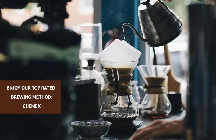 hot water from kettle being poured in chemex